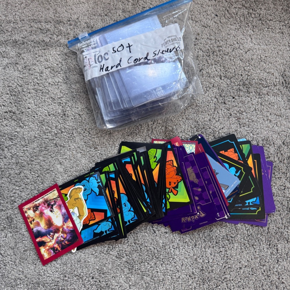 Pokemon Cards Lot Card Sleeves and Hard Plastic Protectors